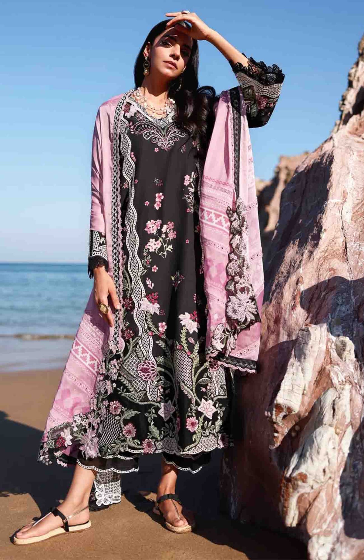 Breeze by  Saira Shakira Unstitched Lawn Embroidered 3 Piece Suits -SRSKBLXL-1B- IVY Summer Collection