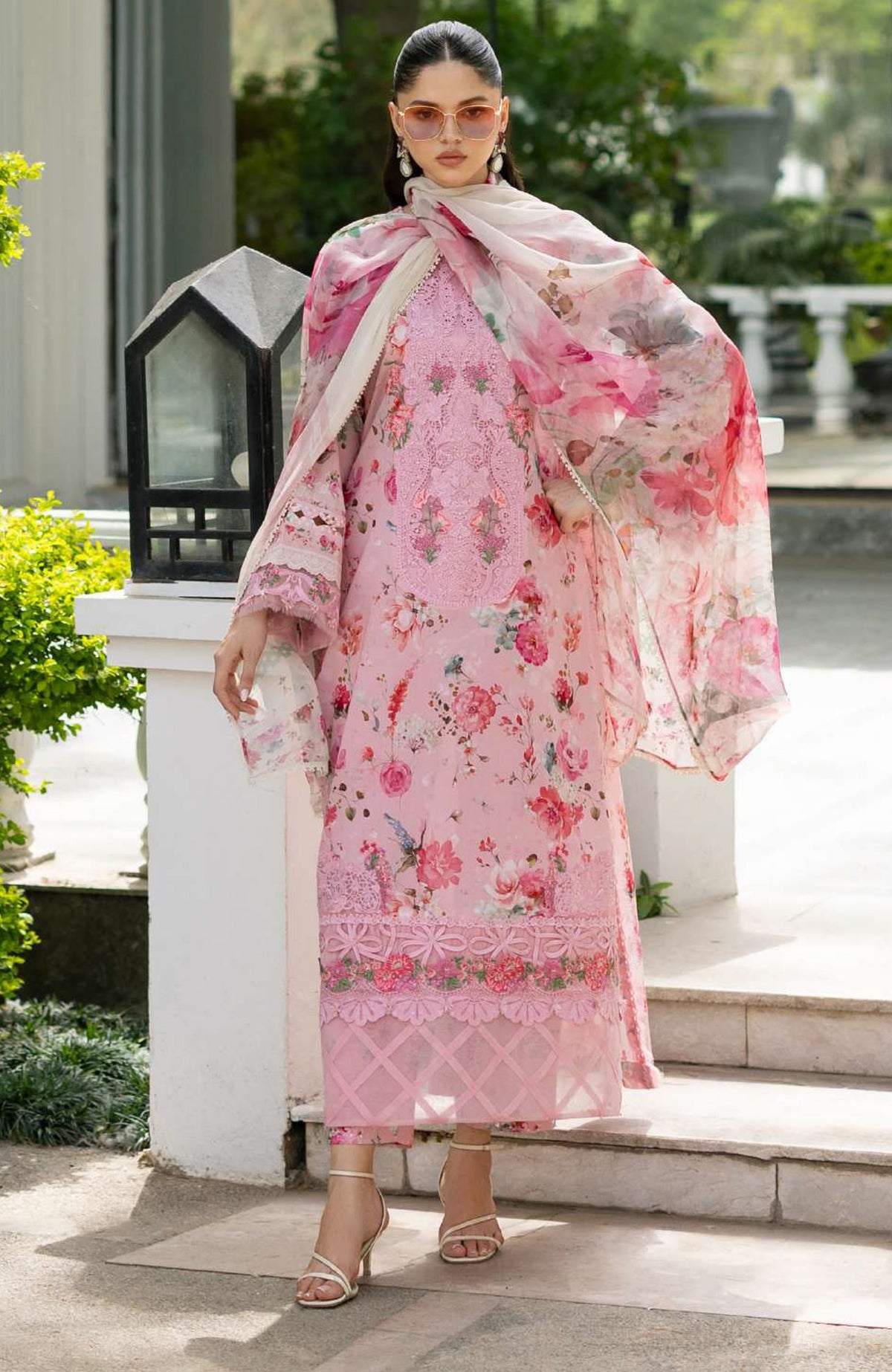 Signature Vol- II By Elaf Unstitched Lawn Embroidered 3 Piece Suit - ELFSGNV2-4B- Mira - Summer Collection