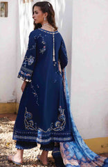 Luxury Lawn By Farah Talib Aziz Unstitched Lawn Embroidered 3 Piece Suit - FTALXL-08- Nia Navy - Summer Collection