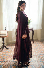 Eid Ensembles By Azure Unstitched Lawn Embroidered 3 Piece Suit - AZRESL138- Nector Rouge - Summer Collection