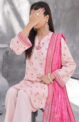 Maya Cambric Vol 1  BY Aizal Ready to wear Printed 3 Piece Suit -AZLV1MYA -03- Blush Pink Floral -  Winter Collection