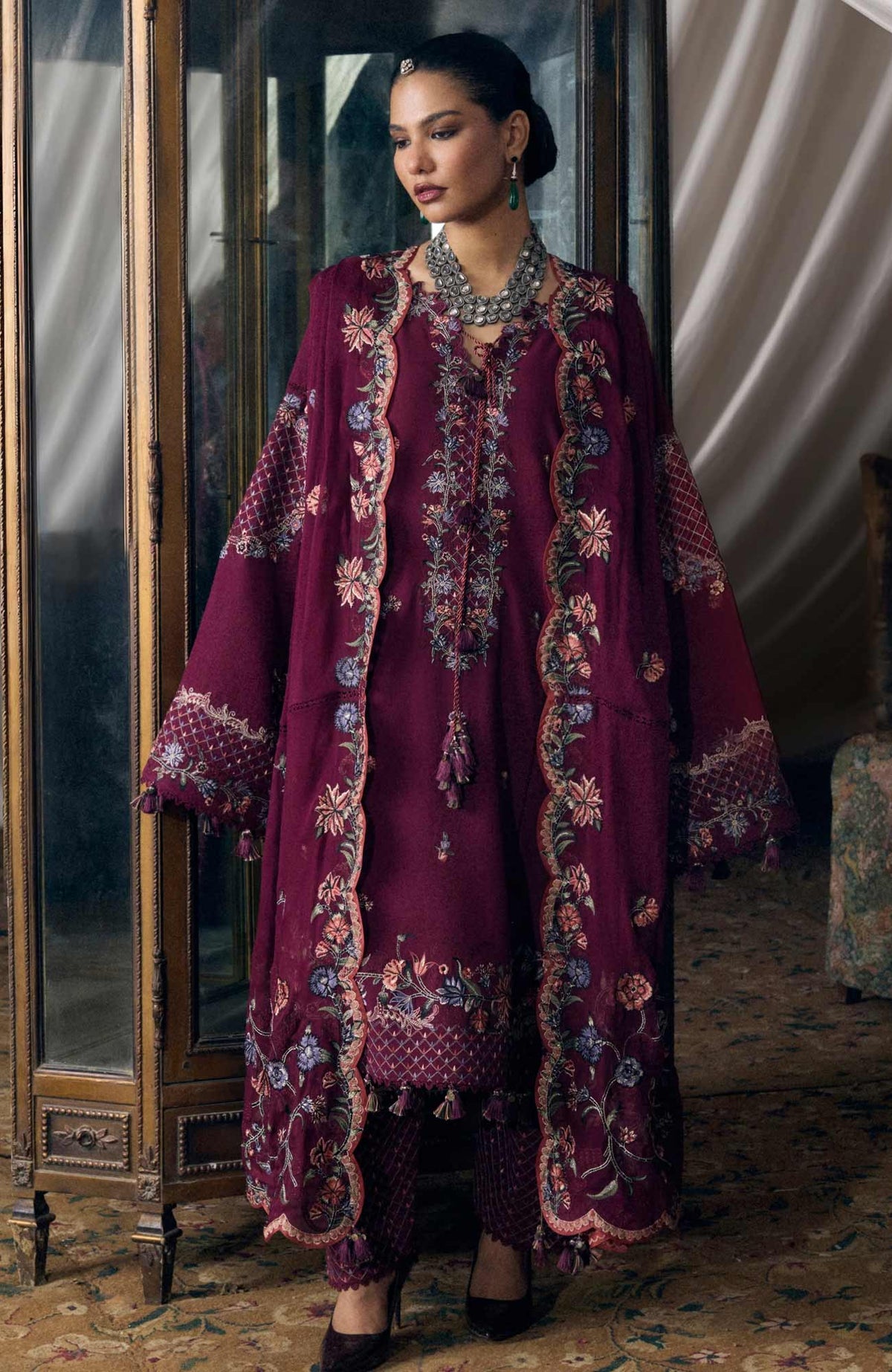 Kot Radha Kishan - Into The South By Hussain Rehar Unstitched Karandi  3 Piece Suit- HRKRKRDW- Juhi - Winter Collection