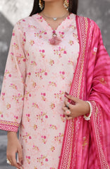 Maya Cambric Vol 1  BY Aizal Ready to wear Printed 3 Piece Suit -AZLV1MYA -03- Blush Pink Floral -  Winter Collection