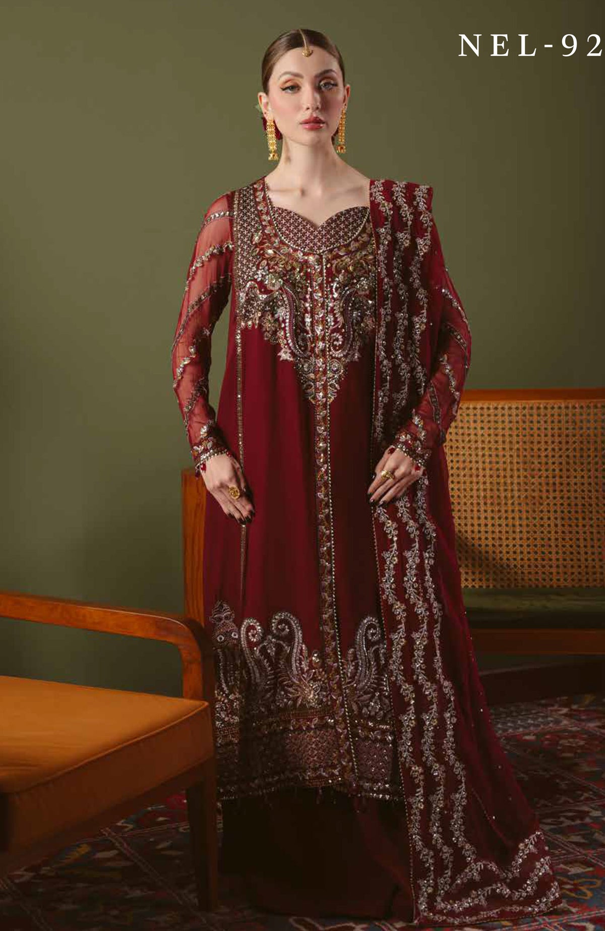 Elaya  by Nureh Unstitched Embroidred Chiffon 3 Piece Suits  - NRELYF-92- Formal Collection
