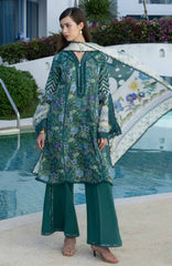 Santorini by Elaf Unstitched Lawn Printed 3 Piece Unstitched Suit - ELFSAN9A- Peacock- Summer Collection
