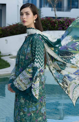 Santorini by Elaf Unstitched Lawn Printed 3 Piece Unstitched Suit - ELFSAN9A- Peacock- Summer Collection