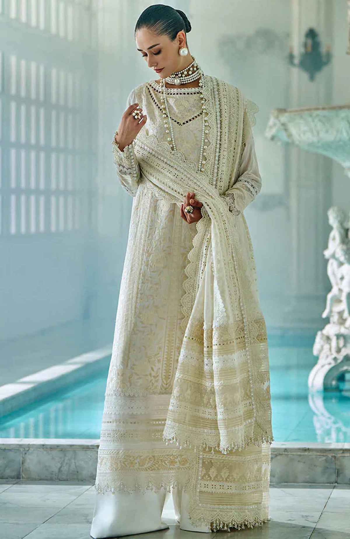 Luxury Lawn By Sobia Nazir Unstitched Lawn Embriodered 3 Piece Suit - SNLEL-9A- Summer Collection