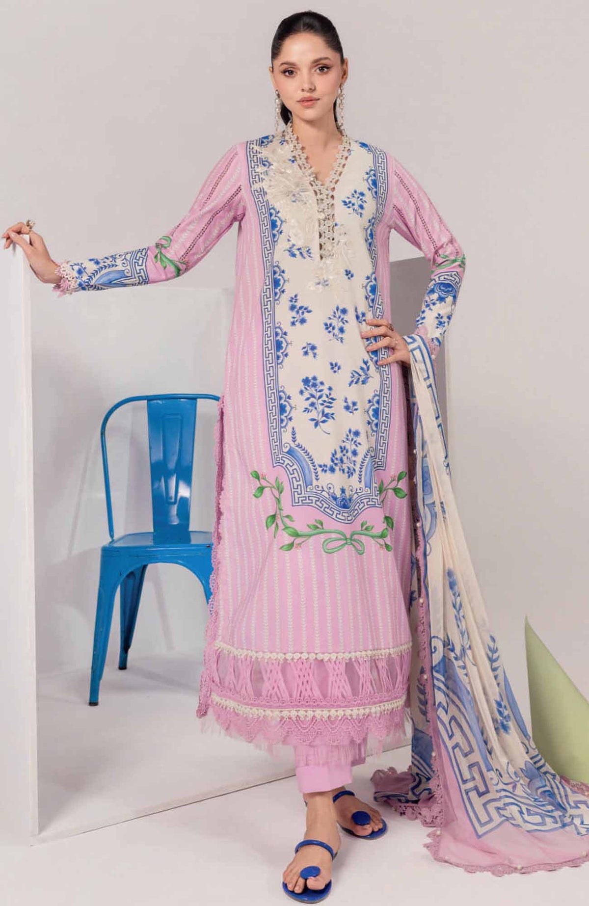 Mbasic by Maria B Unstitched Lawn Embroidered 3 Piece Suit - MBSCL-9B -  Summer Collection