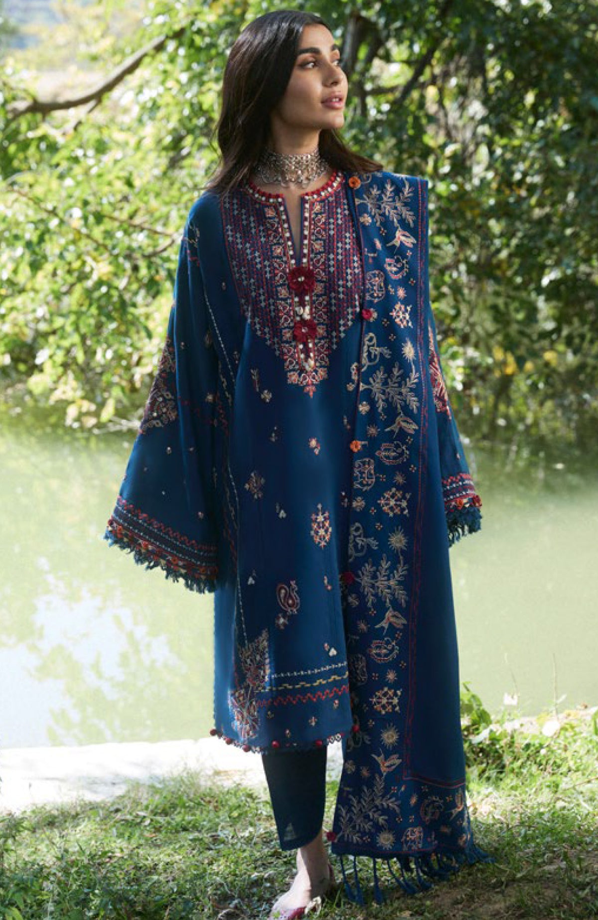 ZAHA WINTER COLLECTION'24 EMBROIDERED SUITS UNSTITCHED 3 PIECE- ZH24W15 -   WINTER COLLECTION'
