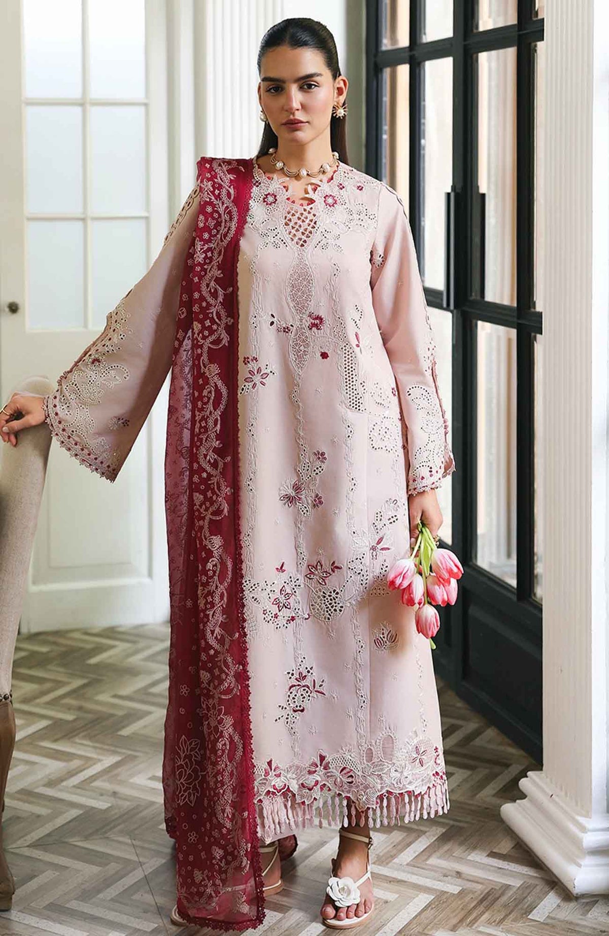 Qline by Qalamkar  Unstitched Lawn Embroidered 3 Piece Suit - QLMQDL-9- Reyna -  Summer Collection