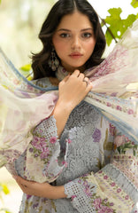 Signature Vol- II By Elaf Unstitched Lawn Embroidered 3 Piece Suit - ELFSGNV2-5A- Ariana - Summer Collection