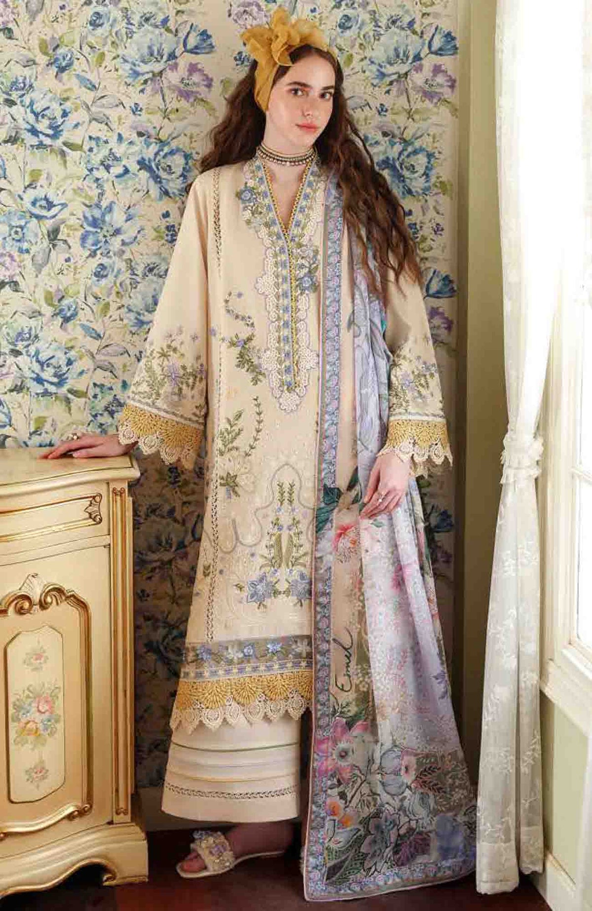 Belle Saison by Esmel Unstitched Lawn Embroidered 3 Piece Suit - ESLBLS-05-Cosette - Summer Collection