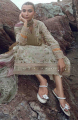 Nureh Gardenia Unstitched Lawn Embroidered 3 Piece Suit - NRGRDL2-09- Summer Collection