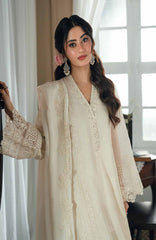 Eid Ensembles By Azure Unstitched Lawn Embroidered 3 Piece Suit - AZRESL136- Ivory Petals - Summer Collection