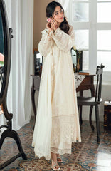 Eid Ensembles By Azure Unstitched Lawn Embroidered 3 Piece Suit - AZRESL136- Ivory Petals - Summer Collection