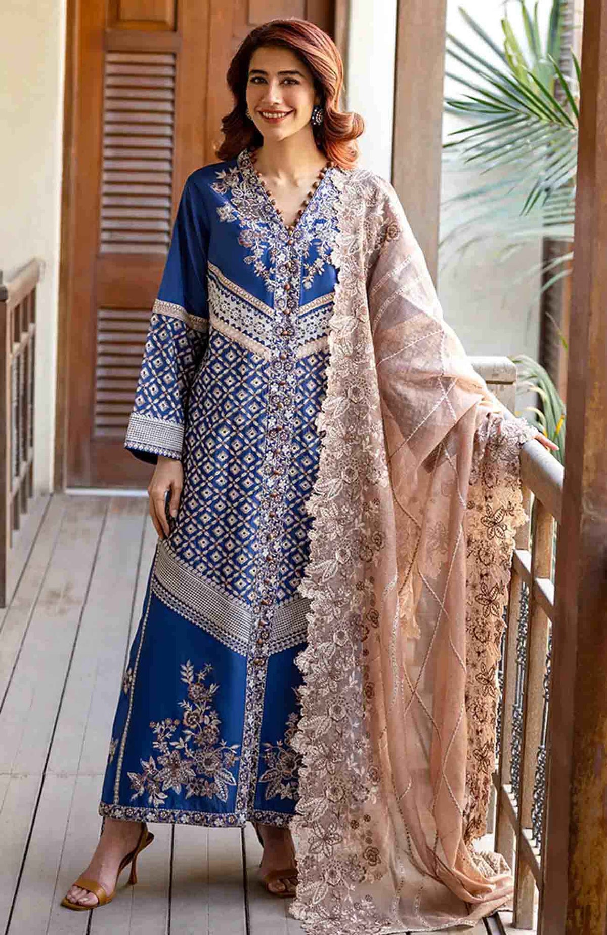 Astoria By Mushq Unstitched  Festive Lawn Embroidered 3 Piece Suit - MQHMAFL-02-Zenith-Summer Collection