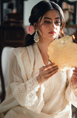 Eid Ensembles By Azure Unstitched Lawn Embroidered 3 Piece Suit - AZRESL136- Ivory Petals - Summer Collection