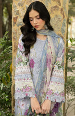 Signature Vol- II By Elaf Unstitched Lawn Embroidered 3 Piece Suit - ELFSGNV2-5A- Ariana - Summer Collection