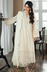 Eid Ensembles By Azure Unstitched Lawn Embroidered 3 Piece Suit - AZRESL136- Ivory Petals - Summer Collection