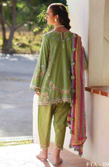 Luxury Lawn By Farah Talib Aziz Unstitched Lawn Embroidered 3 Piece Suit - FTALXL-09- Carmen Kiwi- Summer Collection