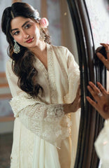 Eid Ensembles By Azure Unstitched Lawn Embroidered 3 Piece Suit - AZRESL136- Ivory Petals - Summer Collection