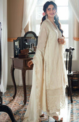 Eid Ensembles By Azure Unstitched Lawn Embroidered 3 Piece Suit - AZRESL136- Ivory Petals - Summer Collection