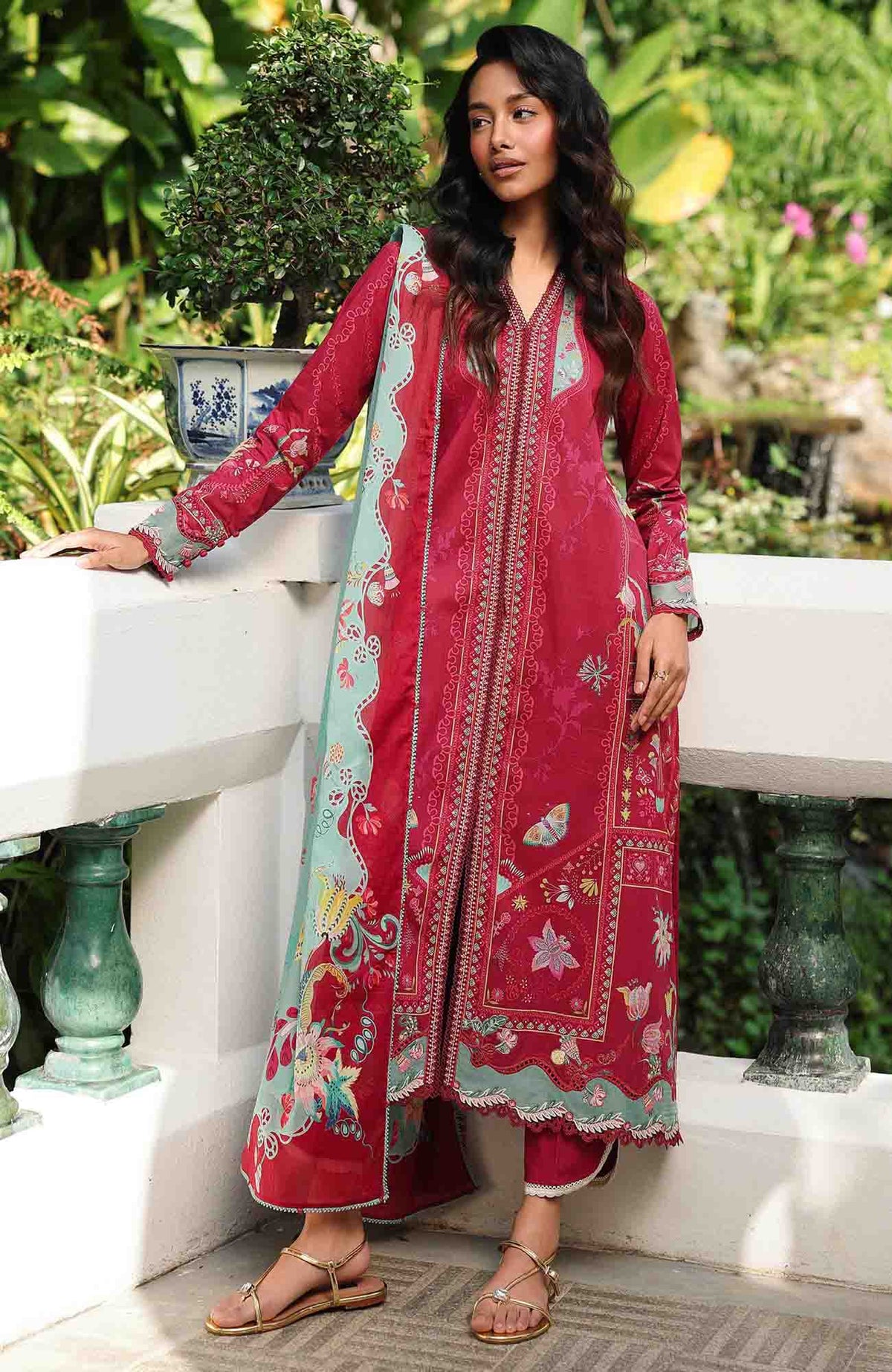 QPrints By Qalamkar Unstitched Lawn Printed 3 Piece Suit QLMQP26 Brie - 5A - Summer Collection