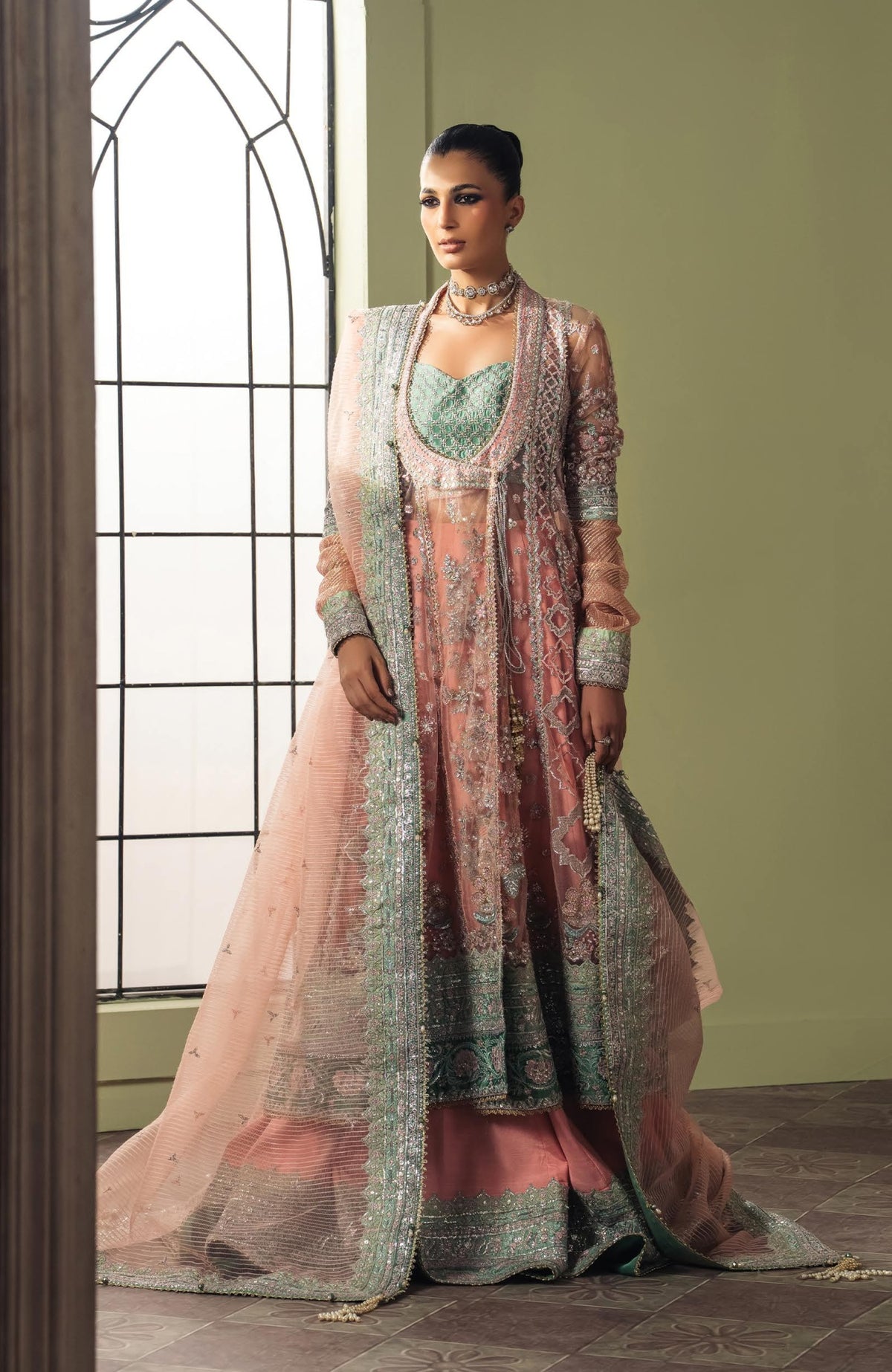 Luminara by Ayzel Unstitched Organza Embroidered  3 Piece Suit- AYZLMN171-LUNAL - Wedding Collection