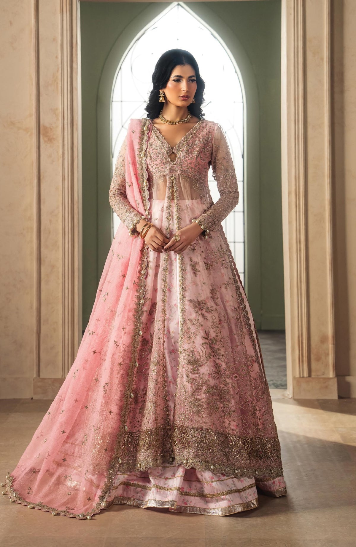 Luminara by Ayzel Unstitched Organza Embroidered  3 Piece Suit- AYZLMN175-RHEALM - Wedding Collection