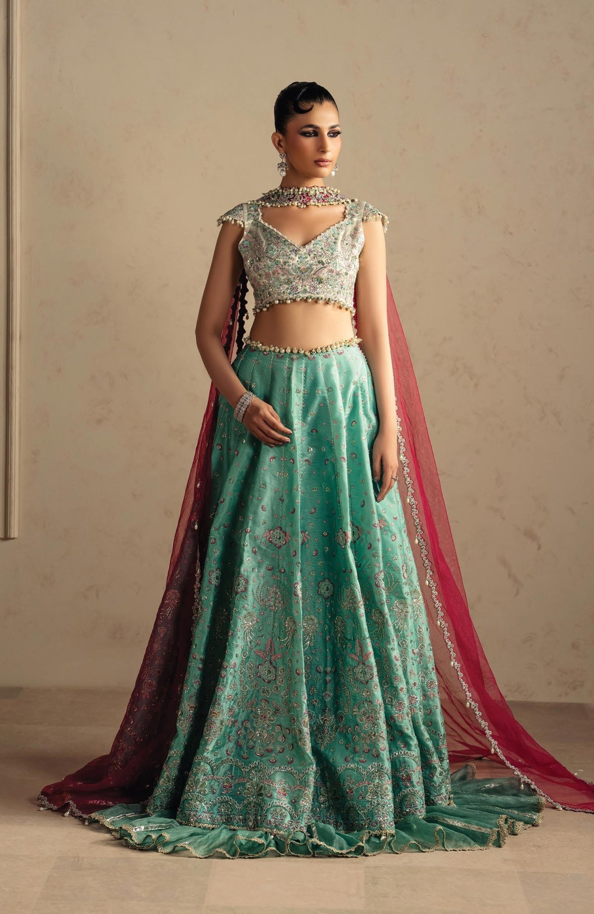 Luminara by Ayzel Unstitched Organza Embroidered  3 Piece Suit- AYZLMN176-AYAL - Wedding Collection