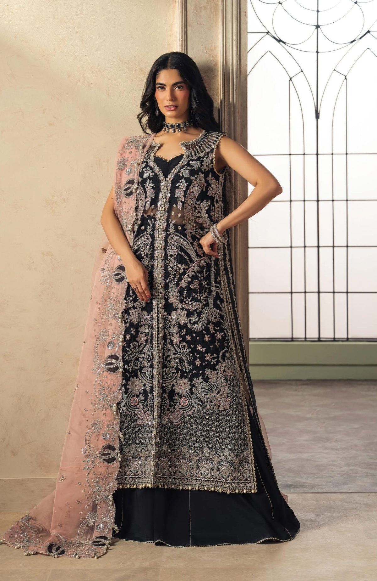 Luminara by Ayzel Unstitched Organza Embroidered  3 Piece Suit- AYZLMN180-ALAYA - Wedding Collection