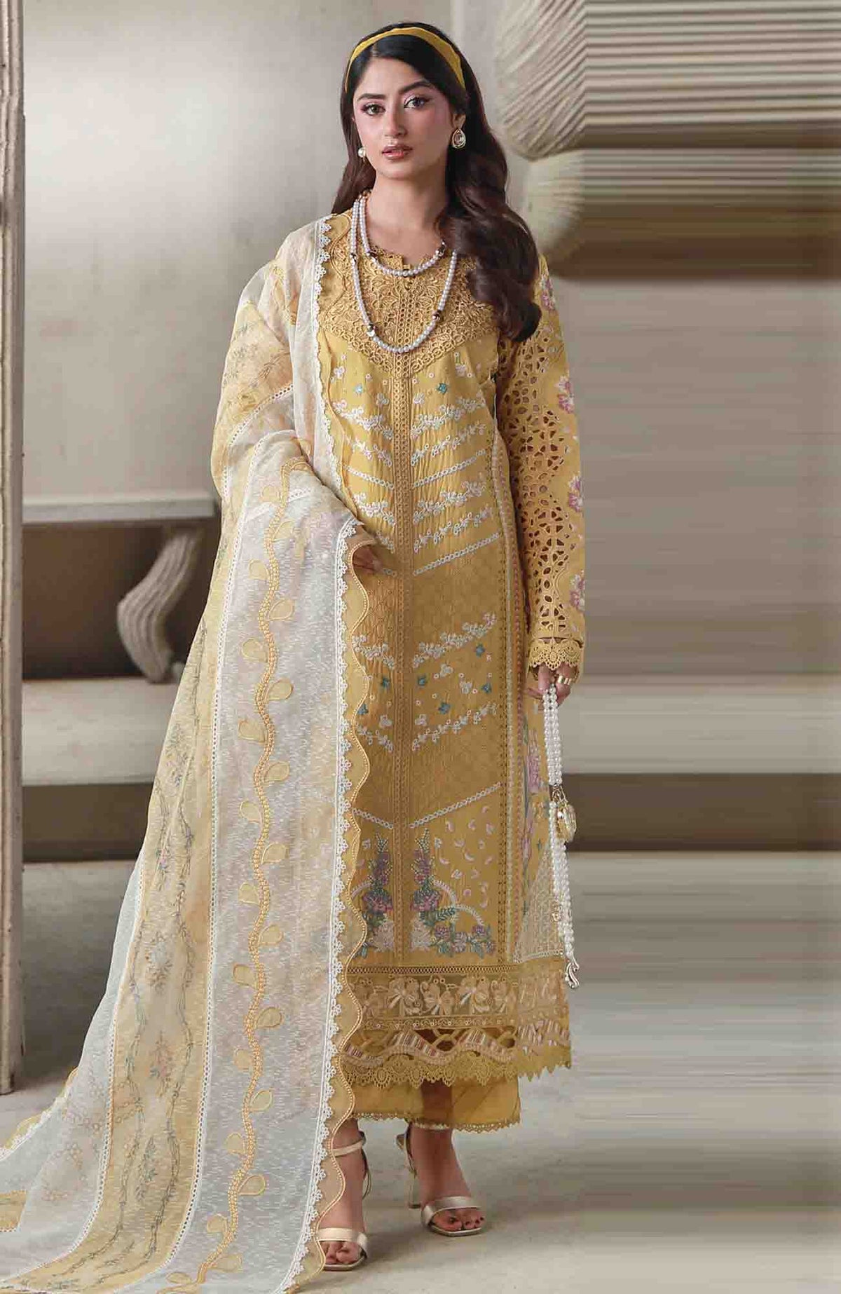 Saagar By Aabyaan Unstitched  Lawn Embroidered 3 Piece Suit - ABYSGRL-02- Ziimal -  Summer Collection