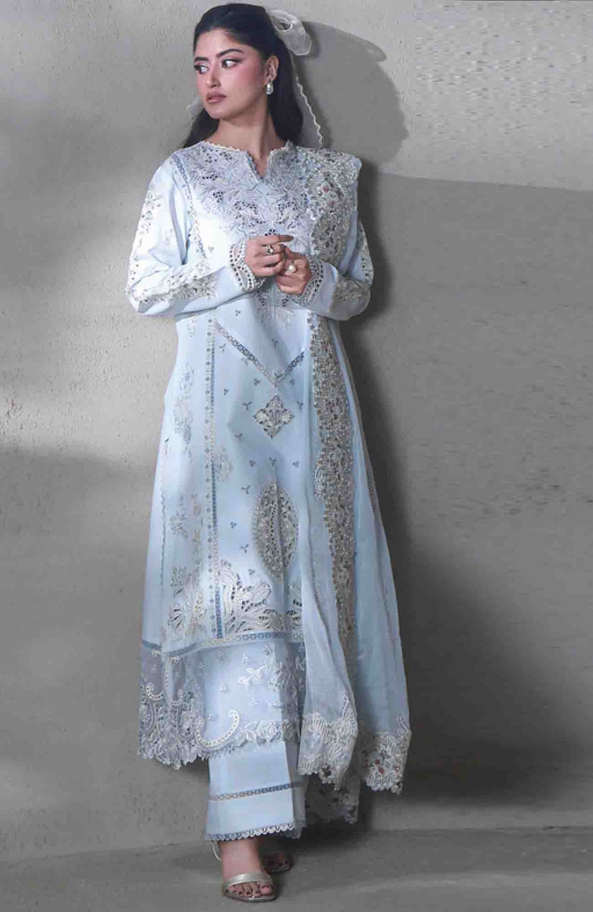Saagar By Aabyaan Unstitched  Lawn Embroidered 3 Piece Suit - ABYSGRL-03- Sahil -  Summer Collection