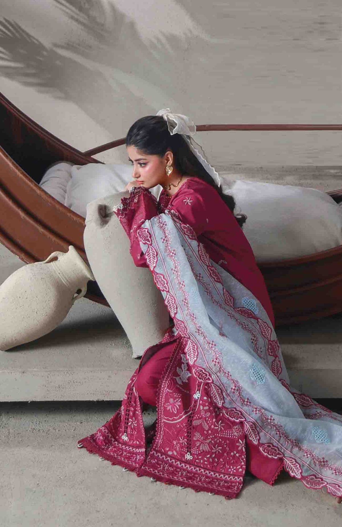 Saagar By Aabyaan Unstitched  Lawn Embroidered 3 Piece Suit - ABYSGRL-04- Noor -  Summer Collection