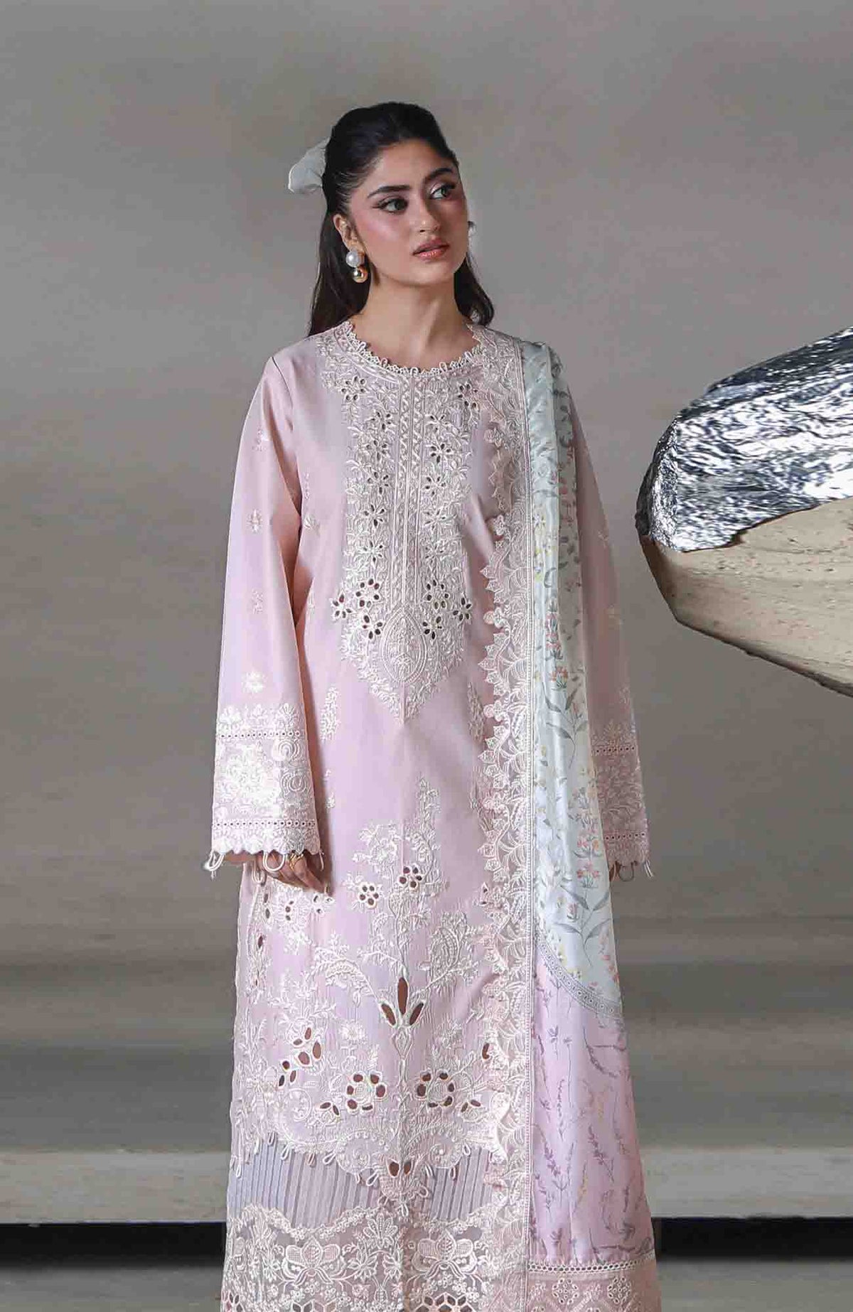Saagar By Aabyaan Unstitched  Lawn Embroidered 3 Piece Suit - ABYSGRL-05- Rimal-  Summer Collection
