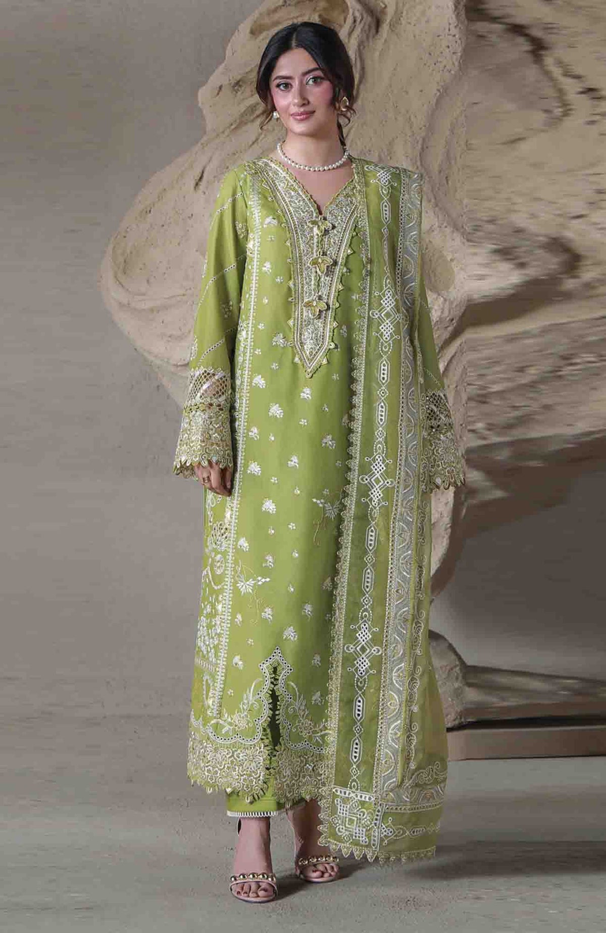 Saagar By Aabyaan Unstitched  Lawn Embroidered 3 Piece Suit - ABYSGRL-08- Maya -  Summer Collection