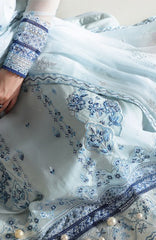 Ensembles By Azure Unstitched Chiffon Embroidered 3 Piece Suit - AZRENSM9- AQUARIA - Festive Collection