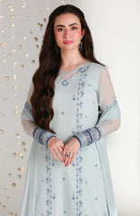 Ensembles By Azure Unstitched Chiffon Embroidered 3 Piece Suit - AZRENSM9- AQUARIA - Festive Collection