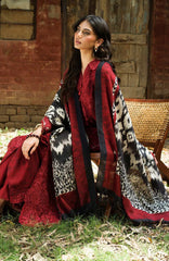 Wilderness by Elaf Unstitched Embroidered Pashmina Shawl  3 Piece Suit ELFWLDW- 5A- CRIMSONWOOD- Winter Collection