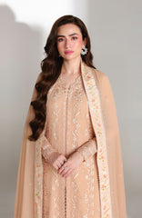 Ensembles By Azure Unstitched Chiffon Embroidered 3 Piece Suit - AZRENSM4- CREAM DREAM - Festive Collection