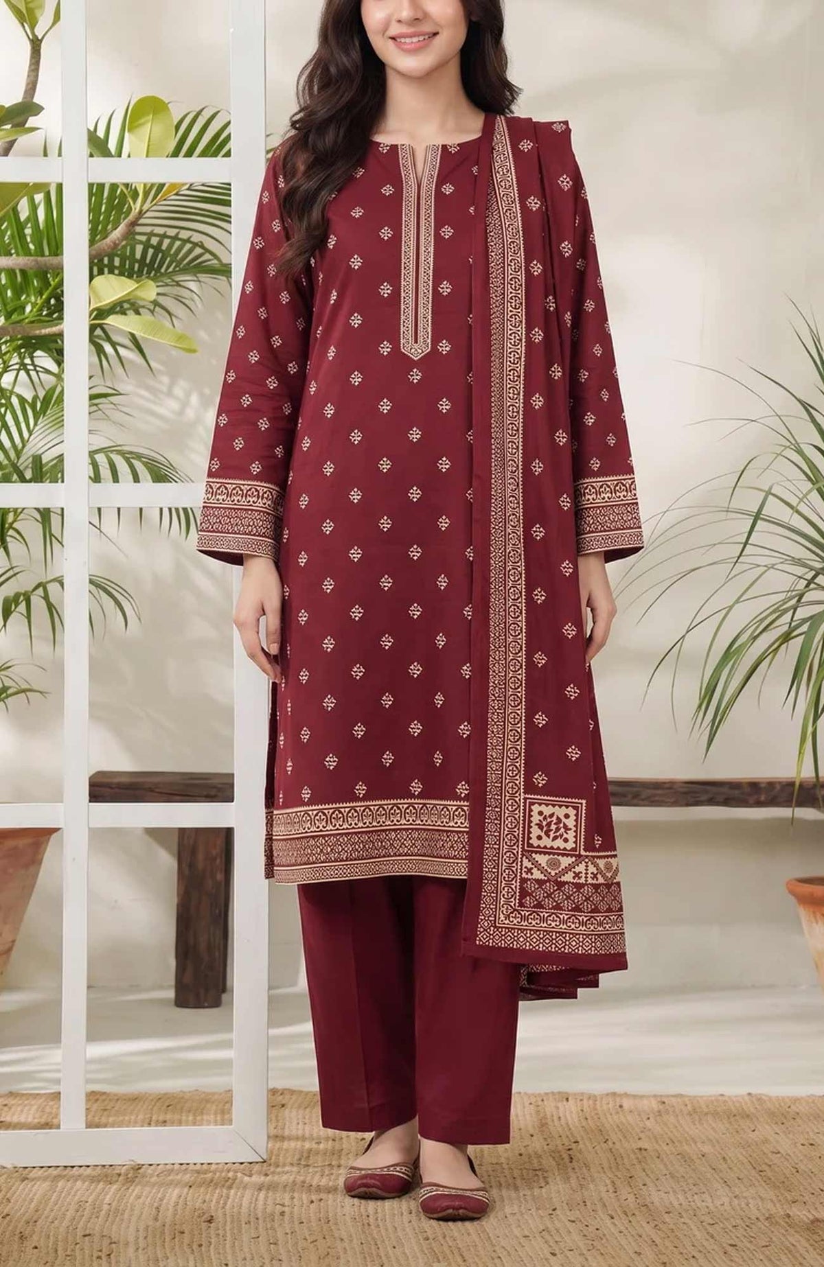 Jhalak  By Vs.textile Mills  Unstitched Printed Slub Linen 3 Piece Suit - VSJLKSLBV2-07- Winter Collection