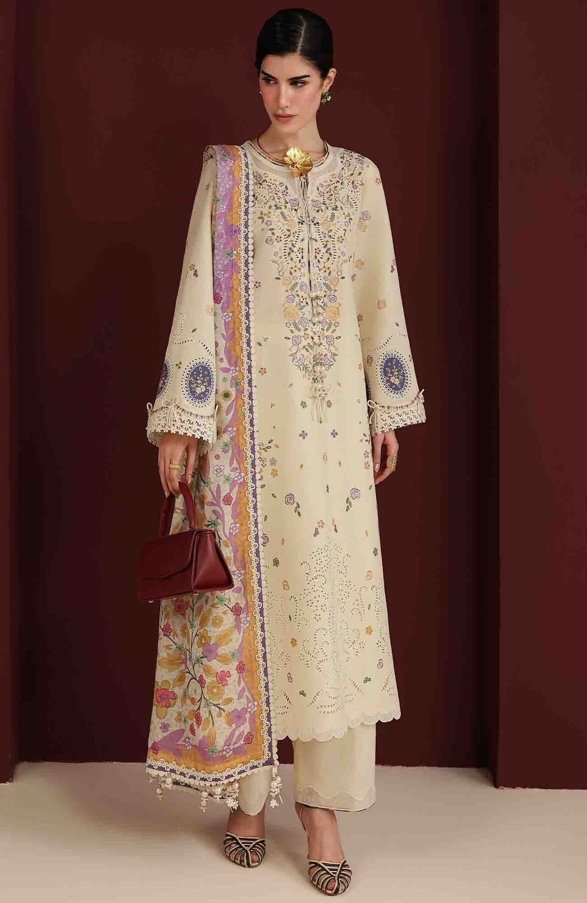Iris By Jazmin Unstitched  Lawn Embroidered 3 Piece Suit -JZIRSLXL-01-Summer Collection