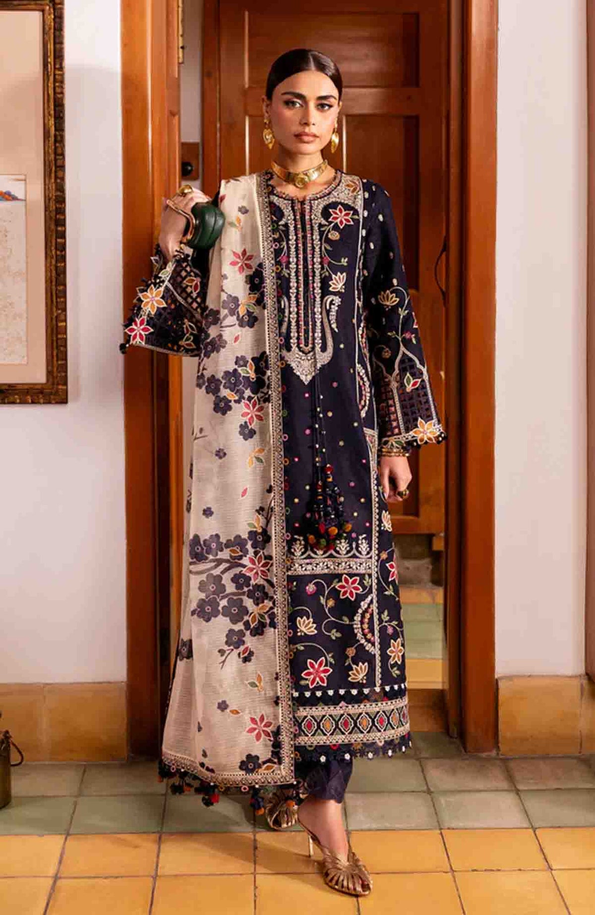 Shahkaar By Jazmin Unstitched Lawn Embroidered 3 Piece Suit - JZSHKL-07- Summer Collection
