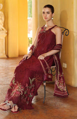 Noor Laserkari By Sadia Asad Unstitched Lawn Embroidered 3 Piece Suit - NSAHSL-10A-Roselle- Summer Collection