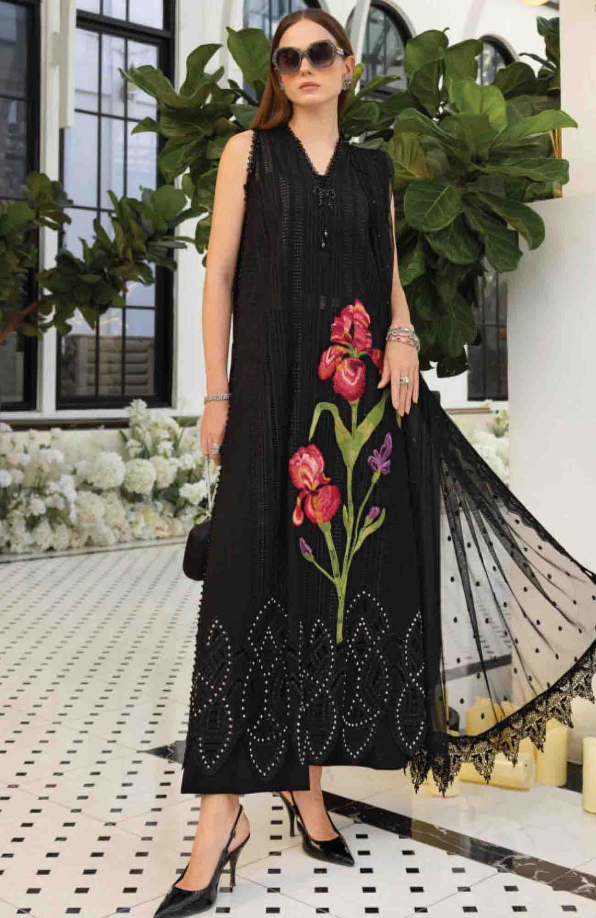 Luxury Lawn Eid II By Maria B Unstitched Lawn Embroidered 3 Piece Suit - MBEDIILXL-10- Summer Collection