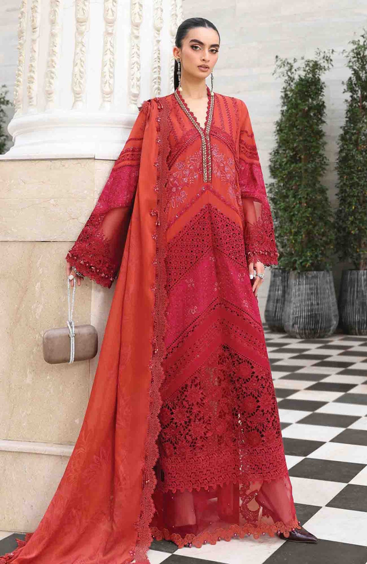 Luxury Lawn Eid II By Maria B Unstitched Lawn Embroidered 3 Piece Suit - MBEDIILXL-13- Summer Collection