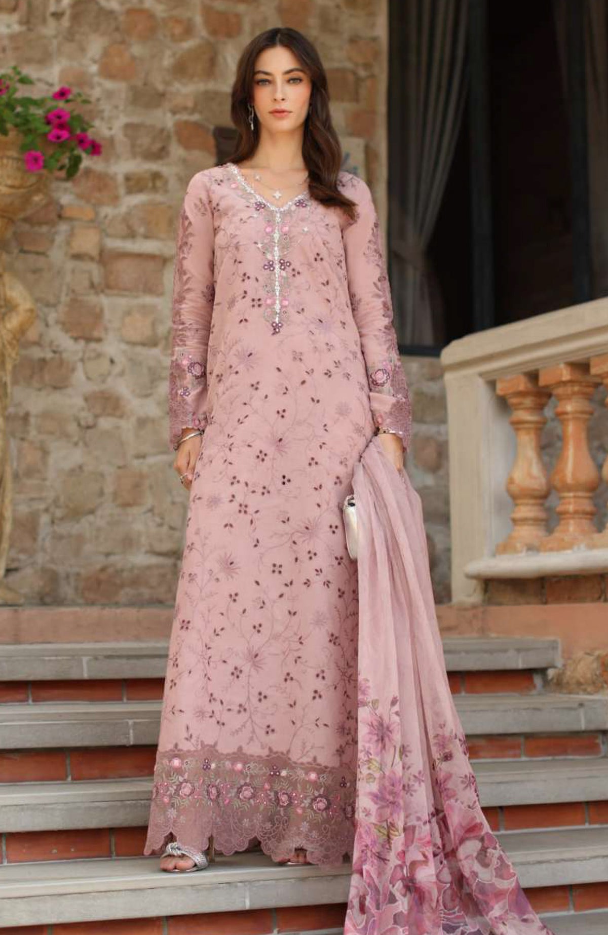 Noor Laserkari By Sadia Asad Unstitched Lawn Embroidered 3 Piece Suit - NSAHSL-1B-Sorina- Summer Collection