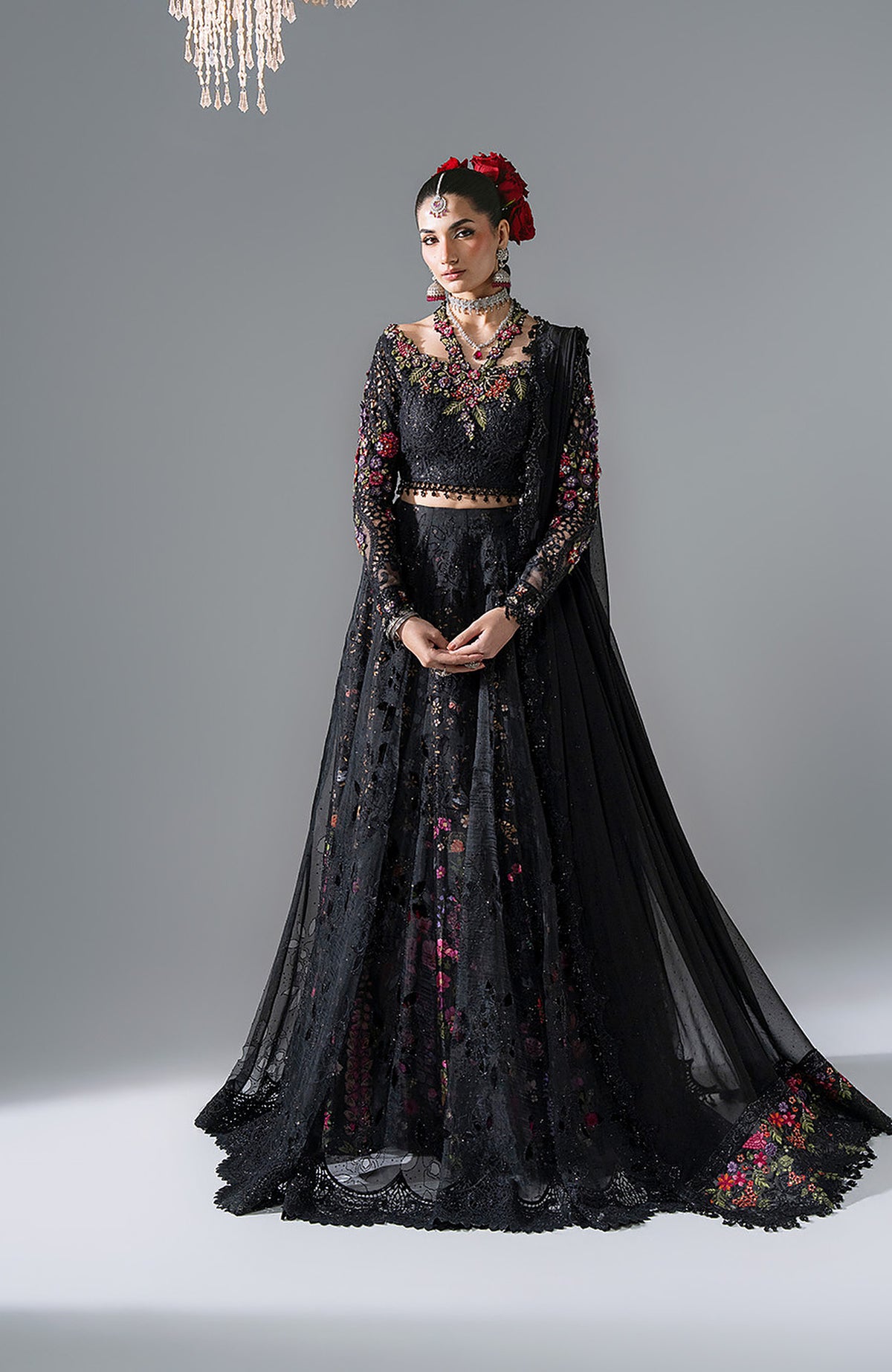 Mbroidered Edition by Maria B Unstitched Chiffon Embroidered 3 Piece Suits - MBDWEF - D1 - Wedding Collection