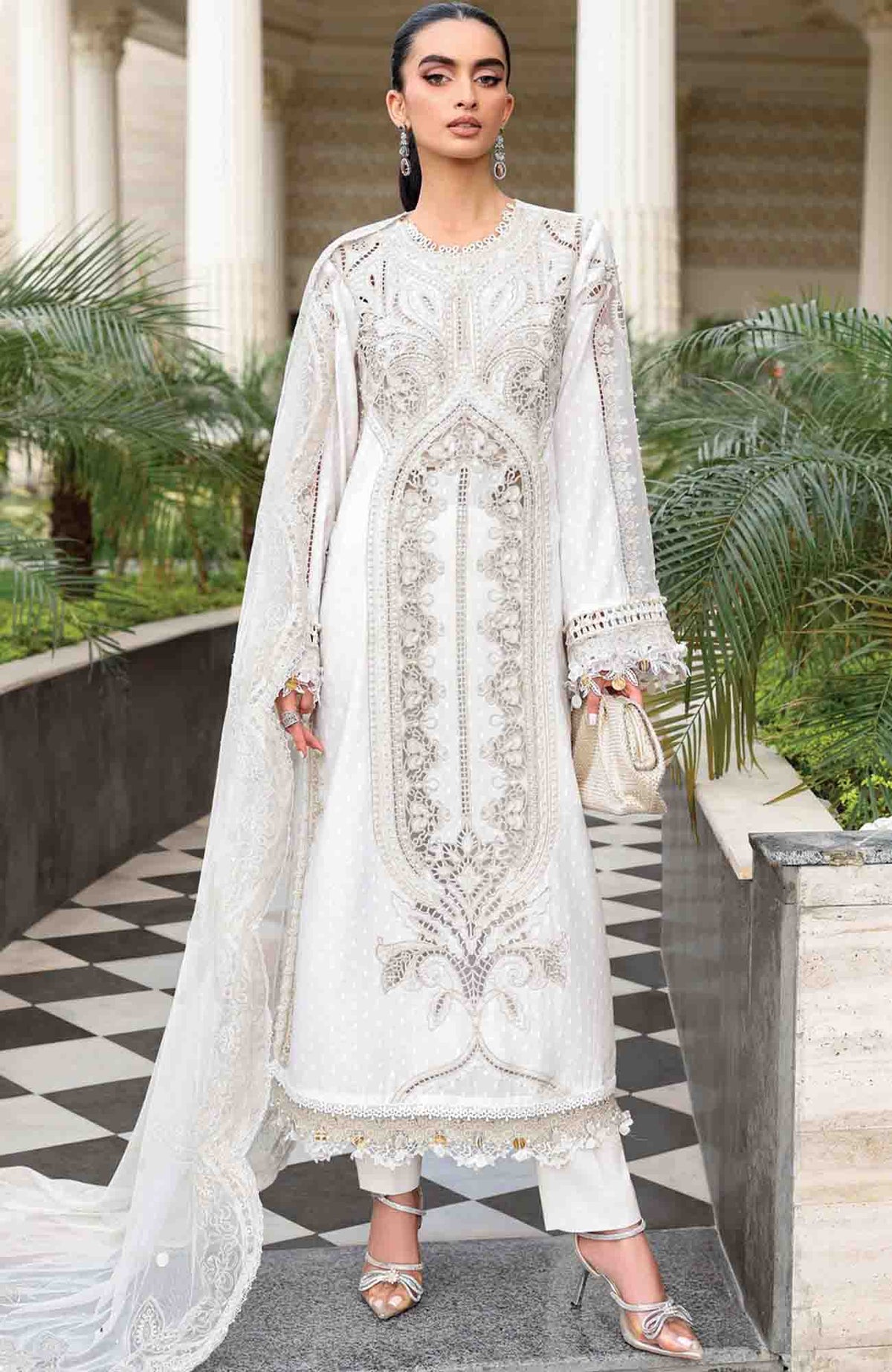 Luxury Lawn Eid II By Maria B Unstitched Lawn Embroidered 3 Piece Suit - MBEDIILXL-1- Summer Collection
