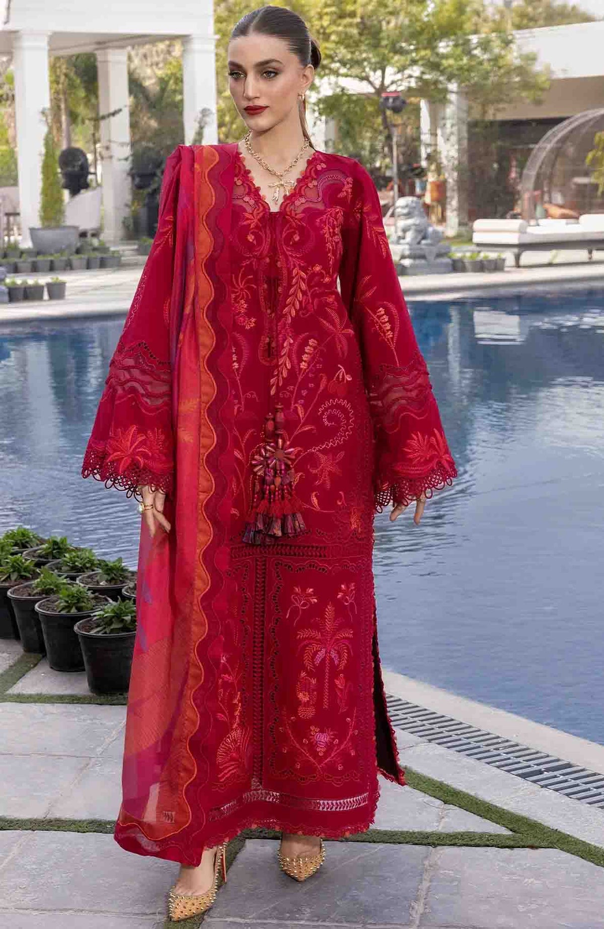 Flow Luxury by Crimson Unstitched Lawn Embroidered 3 Piece Suits -CRMFLXL-3A - Beauty In Bloom -  Summer Collection